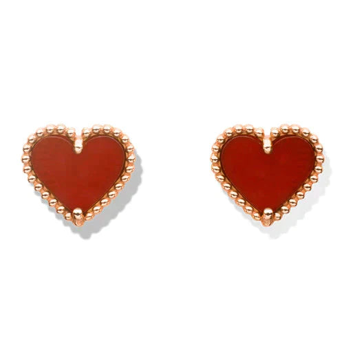 ¡®Jewelicorn¡¯HEART CARNELIAN STUD EARRINGS