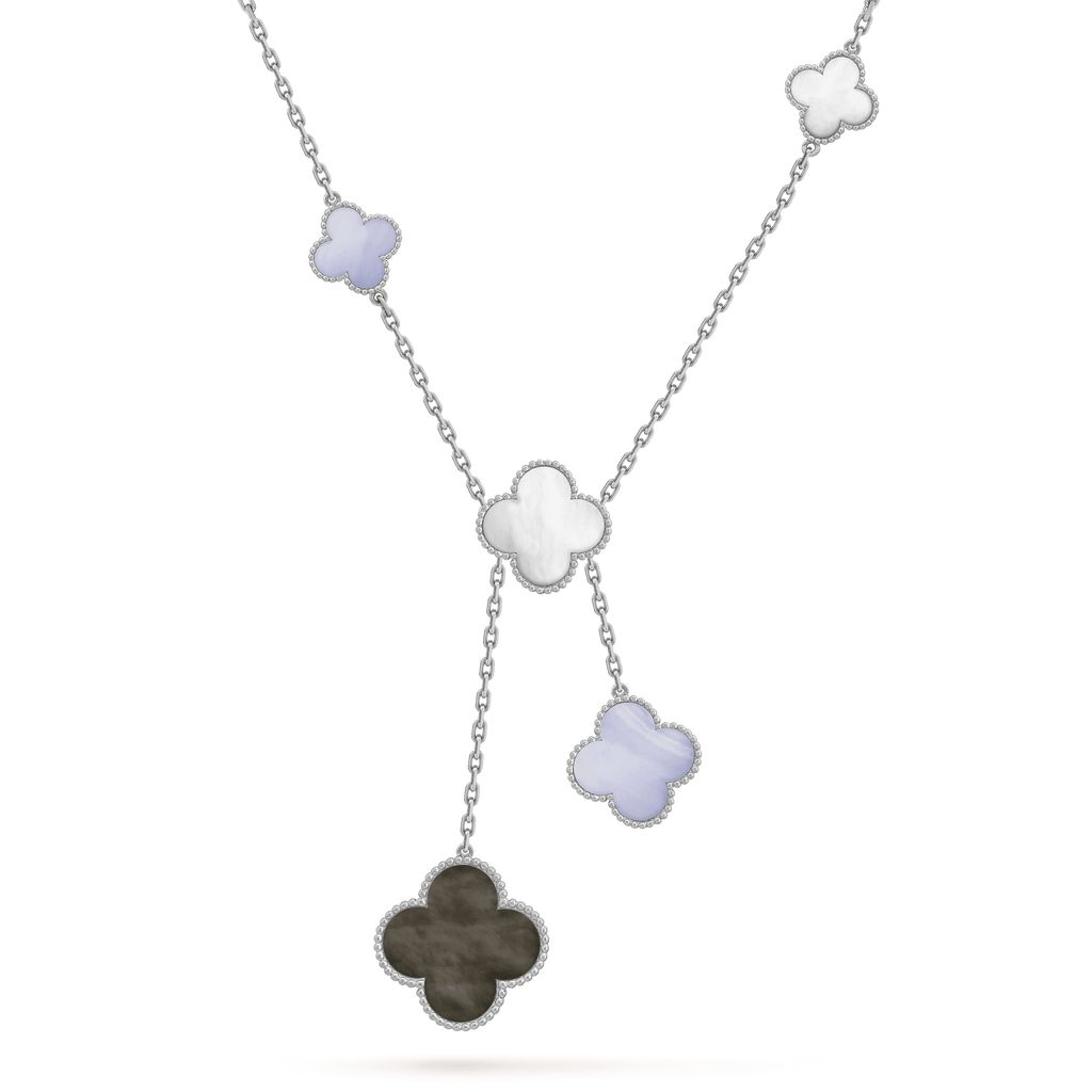 ¡®Jewelicorn¡¯CLOVER MOP CHALCEDONY NECKLACE SILVER 6 MOTIF