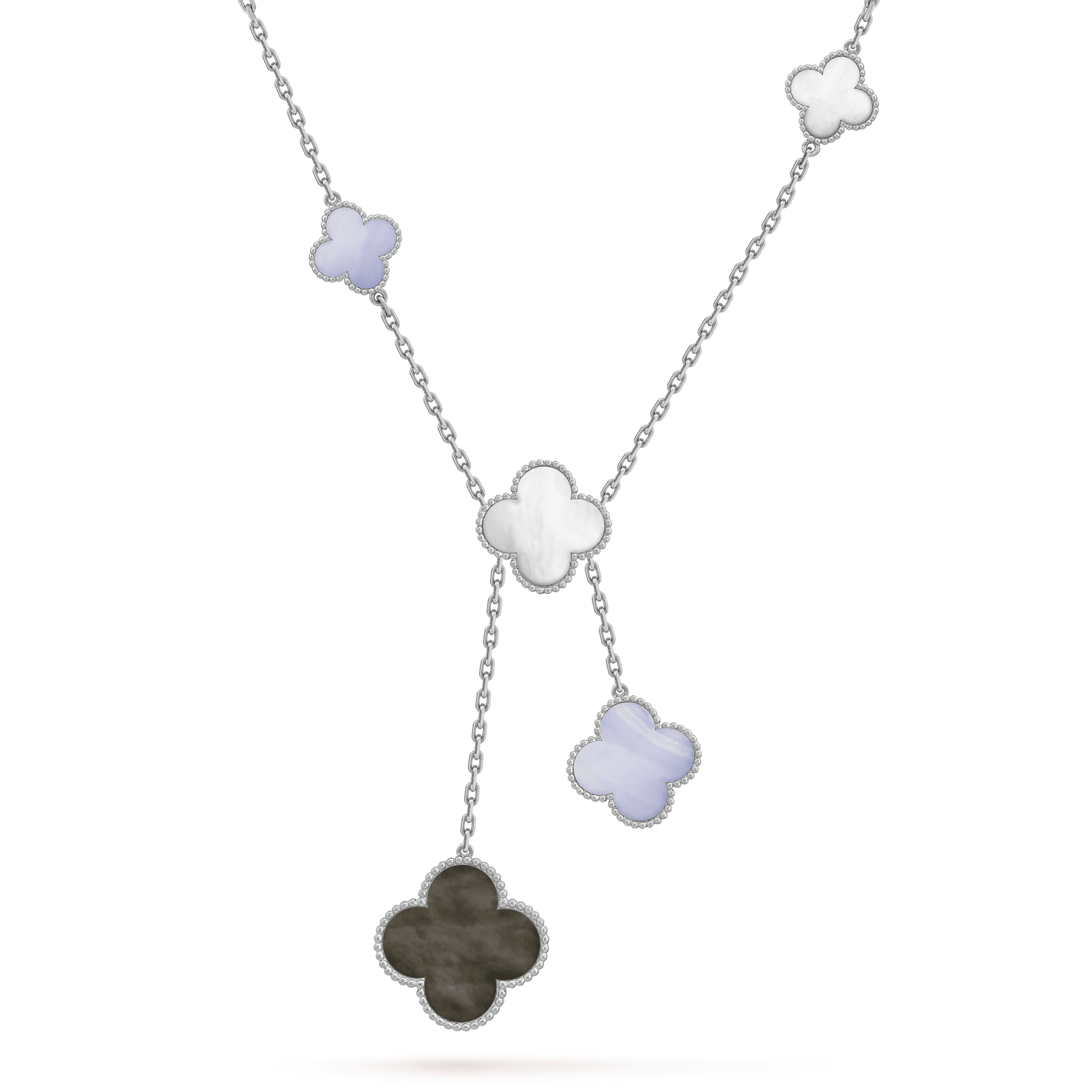 ¡®Jewelicorn¡¯CLOVER MOP CHALCEDONY NECKLACE SILVER 6 MOTIF