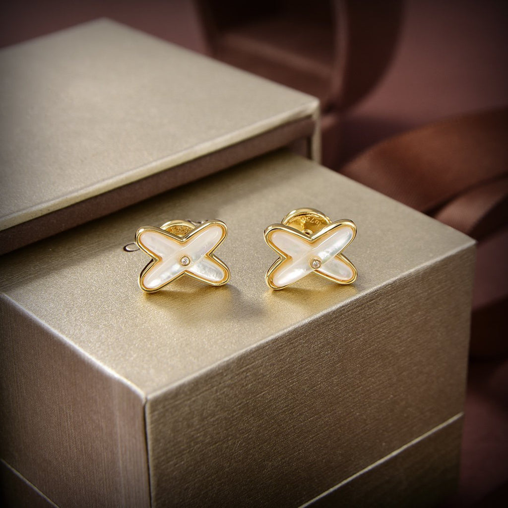 ¡®Jewelicorn¡¯JEUX DE WHITE MOP GOLD DIAMOND EARRINGS