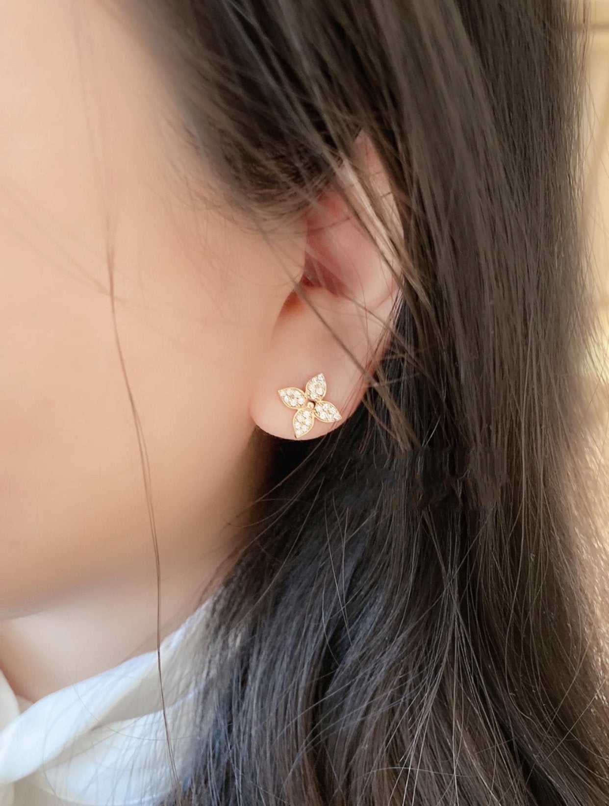 ¡®Jewelicorn¡¯STAR BLOSSOM STUD EARRINGS PINK GOLD DIAMONDS