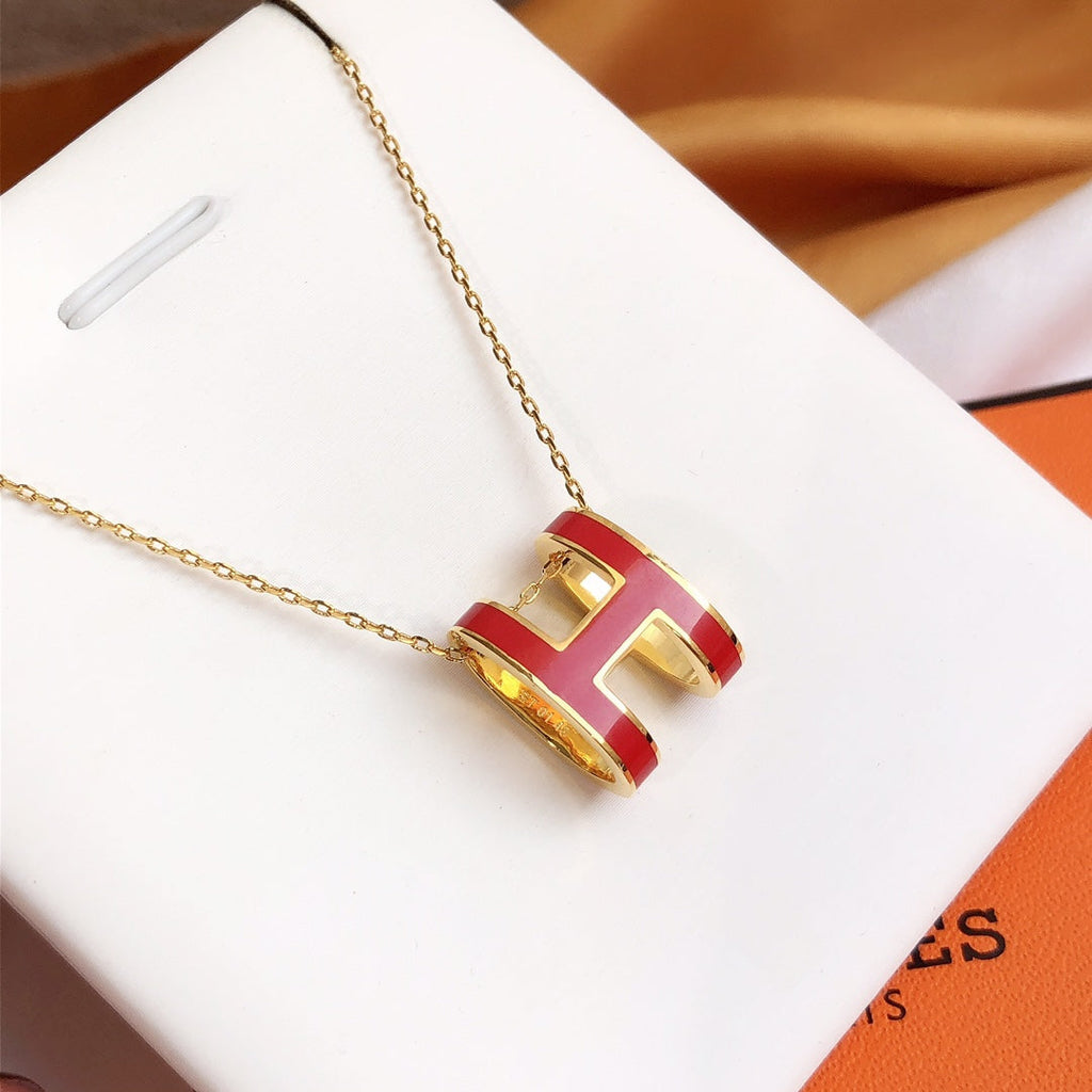 ¡®Jewelicorn¡¯HM CLIC RED ENAMEL GOLD NECKLACE