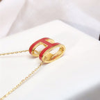 ¡®Jewelicorn¡¯HM CLIC RED ENAMEL GOLD NECKLACE