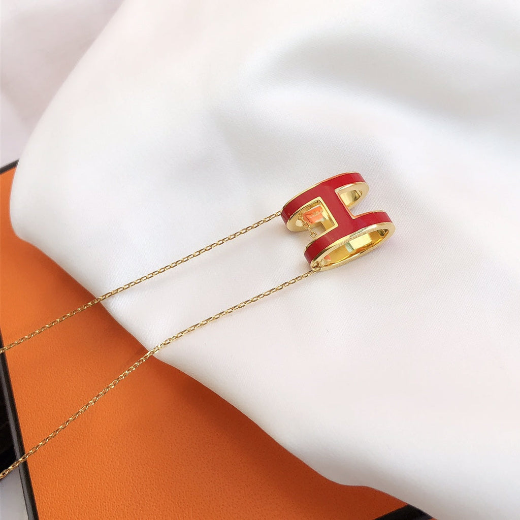 ¡®Jewelicorn¡¯HM CLIC RED ENAMEL GOLD NECKLACE