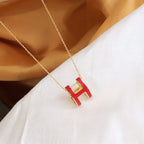 ¡®Jewelicorn¡¯HM CLIC RED ENAMEL GOLD NECKLACE