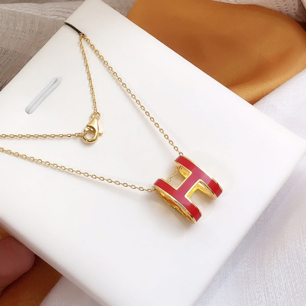 ¡®Jewelicorn¡¯HM CLIC RED ENAMEL GOLD NECKLACE