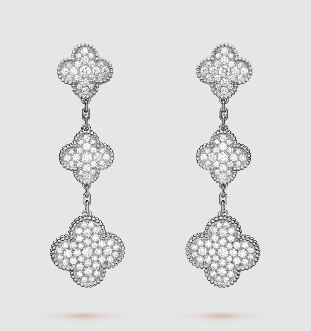 ¡®Jewelicorn¡¯CLOVER 3 MOTIF DIAMOND SILVER DROP EARRINGS