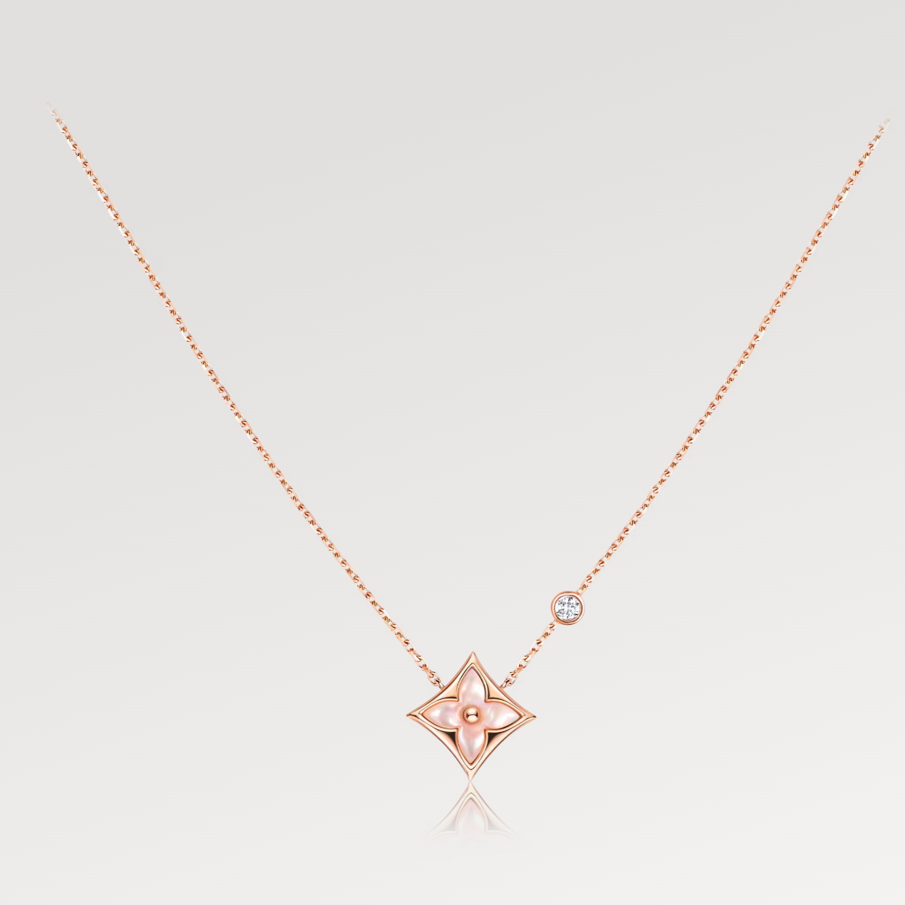 ¡®Jewelicorn¡¯STAR PINK MOP 1 DIAMOND PINK GOLD NECKLACE