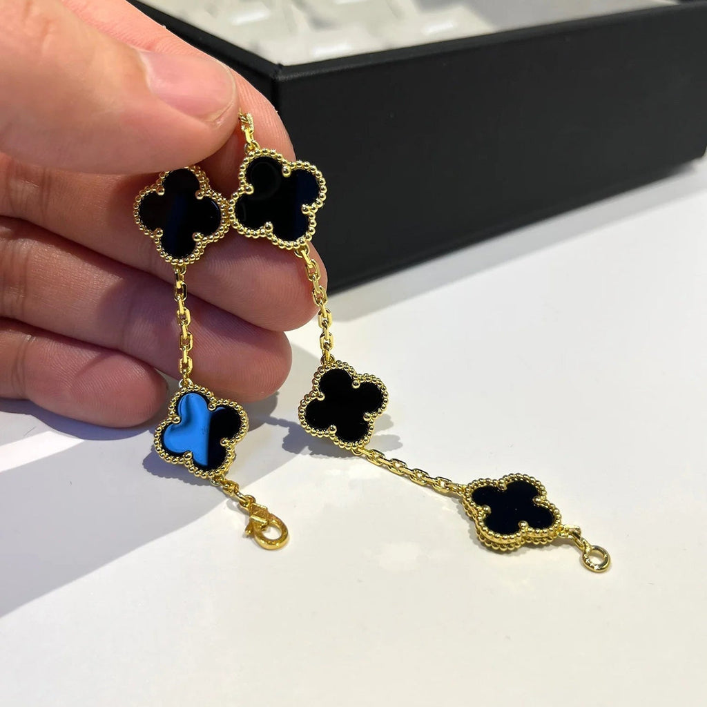 ¡®Jewelicorn¡¯CLOVER  5 MOTIFS BLACK ONYX BRACELET