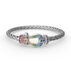 ¡®Jewelicorn¡¯FORC LARGE HORSESHOE  COLORED DIAMOND BRACELET SILVER