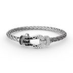 ¡®Jewelicorn¡¯FORCE LARGE HORSESHOE BLACK WHITE DIAMOND BRACELET SILVER