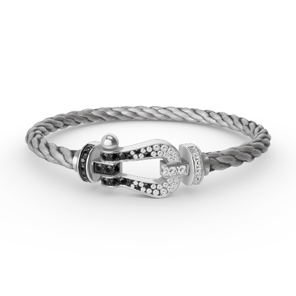 ¡®Jewelicorn¡¯FORCE LARGE HORSESHOE BLACK WHITE DIAMOND BRACELET SILVER
