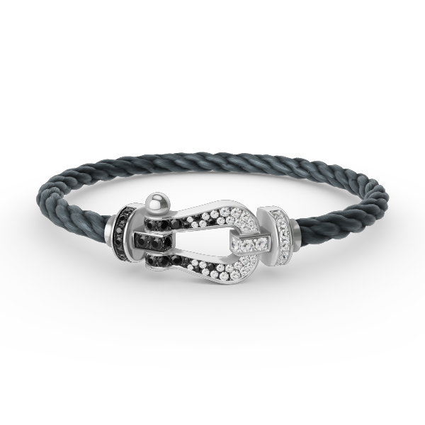 ¡®Jewelicorn¡¯FORCE LARGE HORSESHOE BLACK WHITE DIAMOND BRACELET SILVER