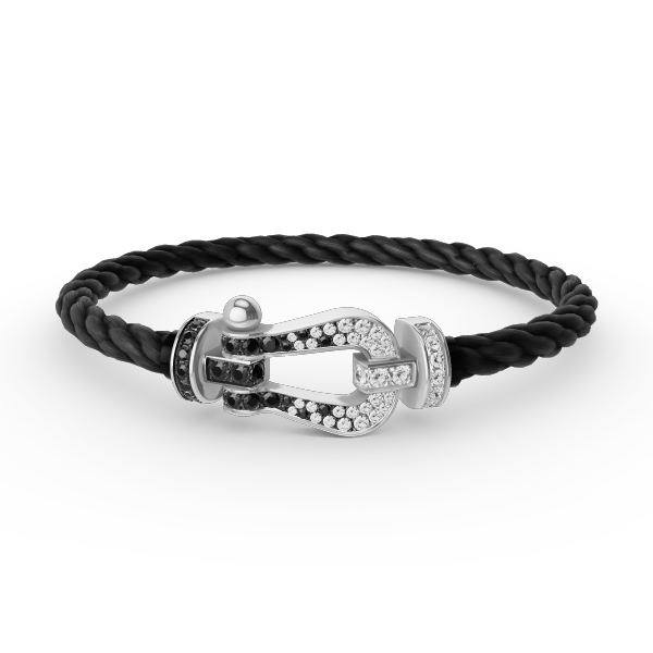 ¡®Jewelicorn¡¯FORCE LARGE HORSESHOE BLACK WHITE DIAMOND BRACELET SILVER