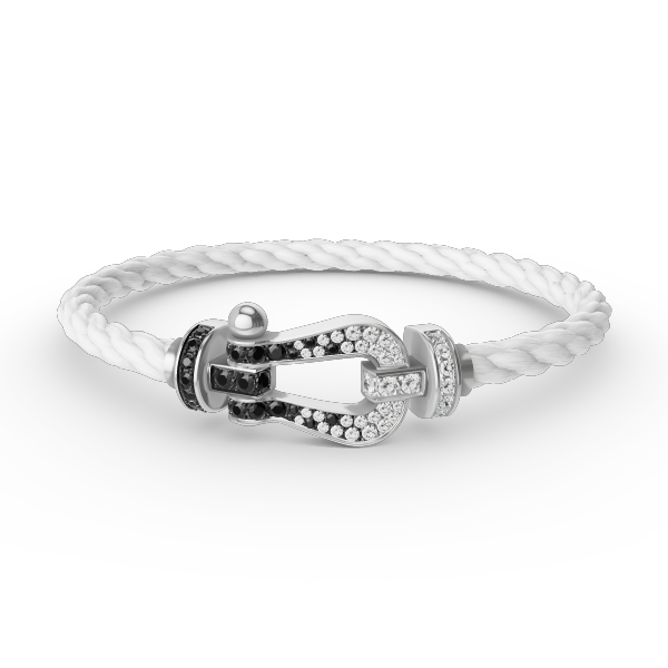 ¡®Jewelicorn¡¯FORCE LARGE HORSESHOE BLACK WHITE DIAMOND BRACELET SILVER