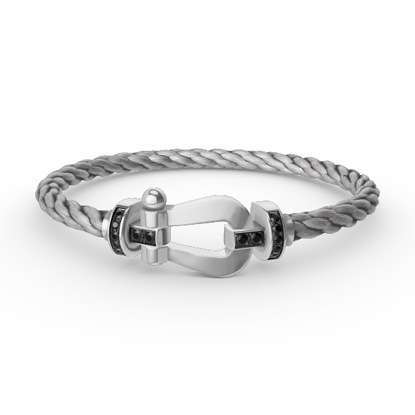 ¡®Jewelicorn¡¯FORCE LARGE HORSESHOE BLACK DIAMOND BRACELET SILVER