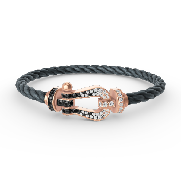 ¡®Jewelicorn¡¯FORCE LARGE HORSESHOE BLACK WHITE DIAMOND BRACELET ROSE GOLD
