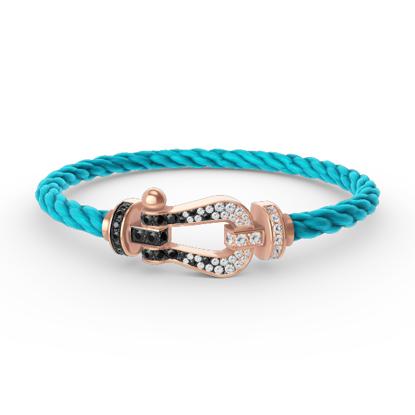 ¡®Jewelicorn¡¯FORCE LARGE HORSESHOE BLACK WHITE DIAMOND BRACELET ROSE GOLD