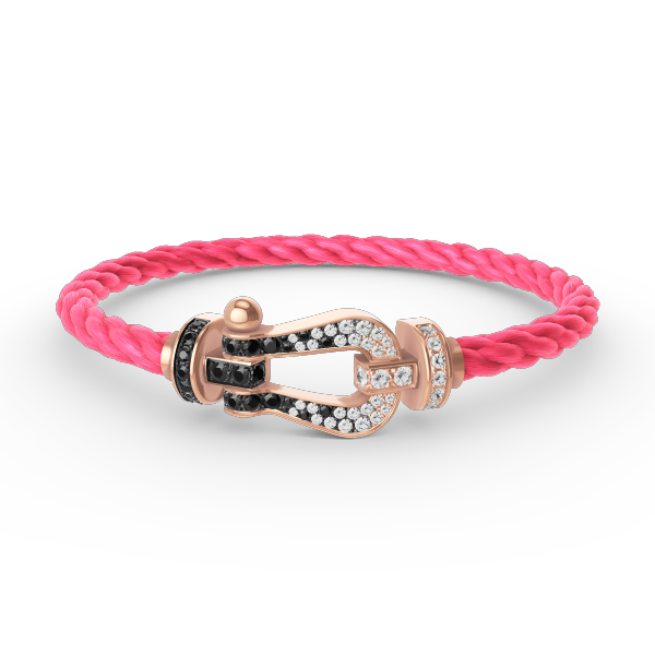 ¡®Jewelicorn¡¯FORCE LARGE HORSESHOE BLACK WHITE DIAMOND BRACELET ROSE GOLD