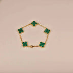 ¡®Jewelicorn¡¯CLOVER 5 MOTIFS MALACHITE BRACELET