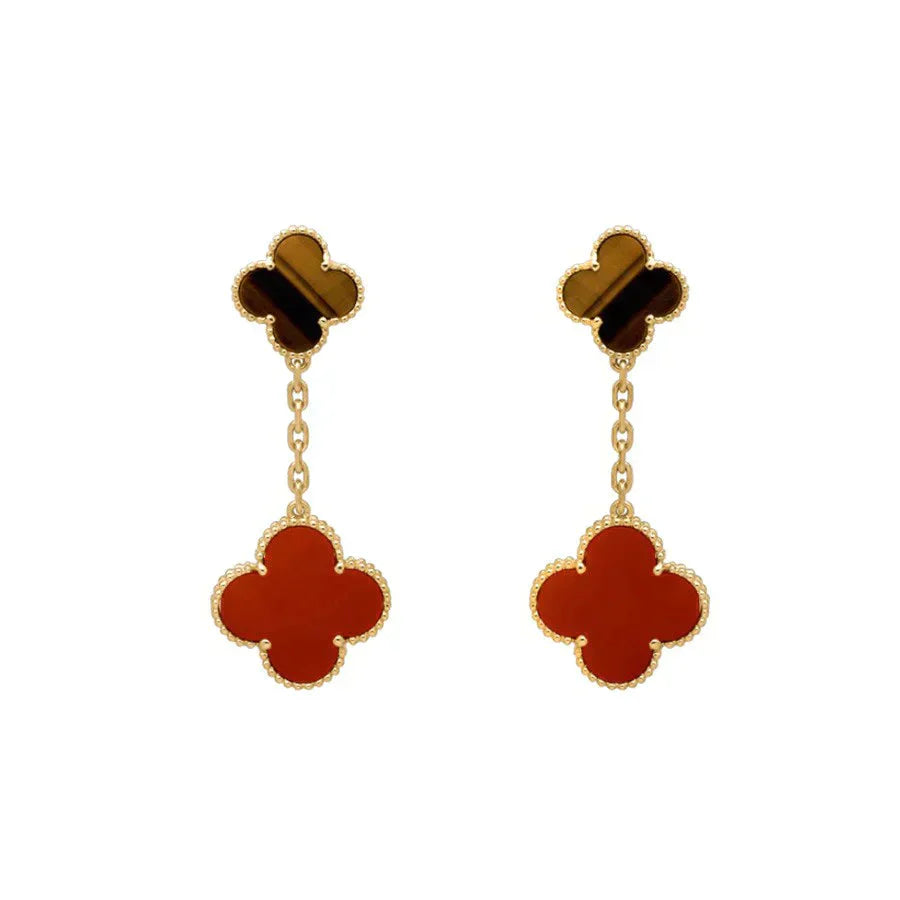 ¡®Jewelicorn¡¯CLOVER  2 MOTIF  TIGER EYE CARNELIAN EARRINGS