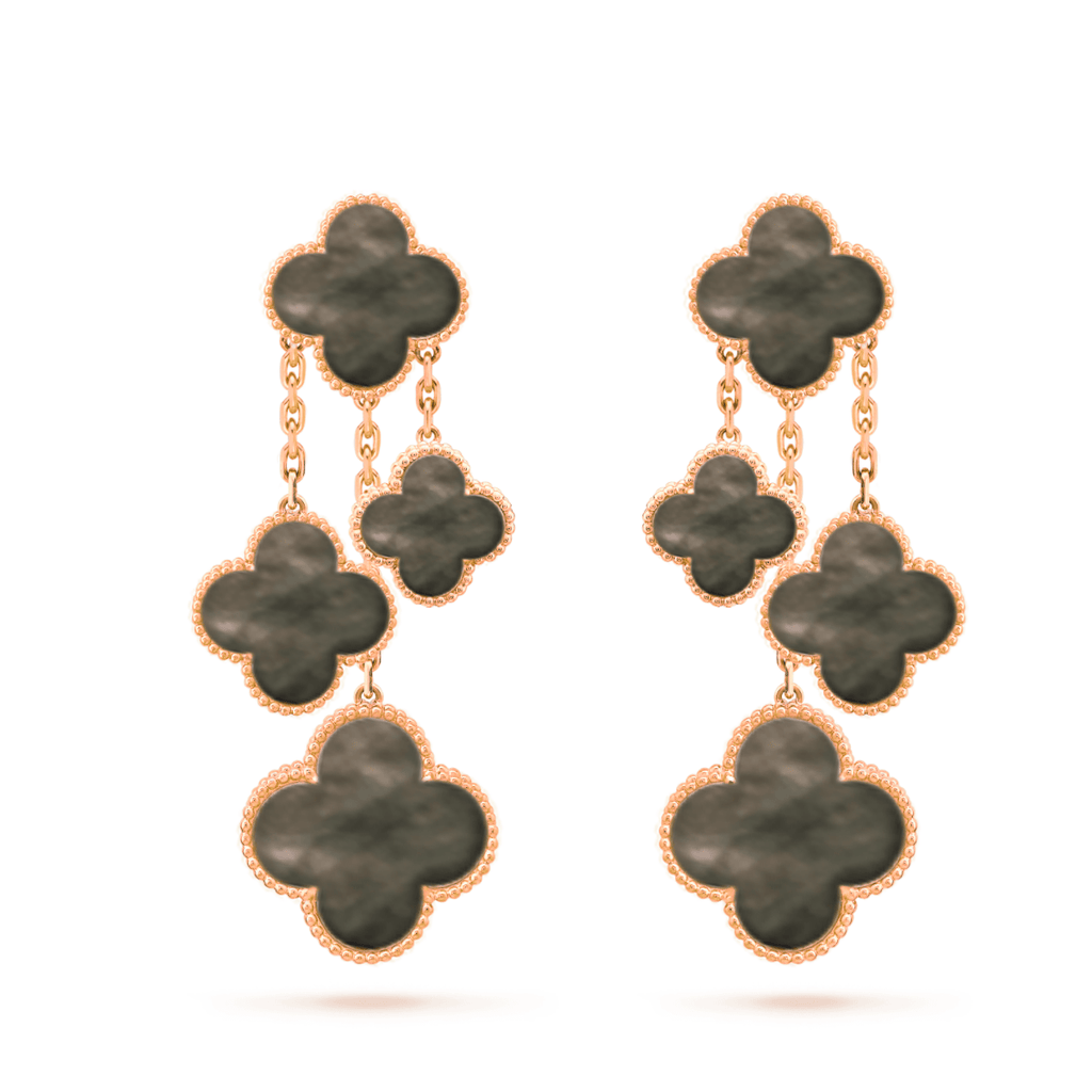¡®Jewelicorn¡¯CLOVER EARRINGS DARK MOP 4 MOTIFS ROSE GOLD