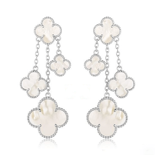 ¡®Jewelicorn¡¯CLOVER EARRINGS WHITE MOP 4 MOTIFS SILVER