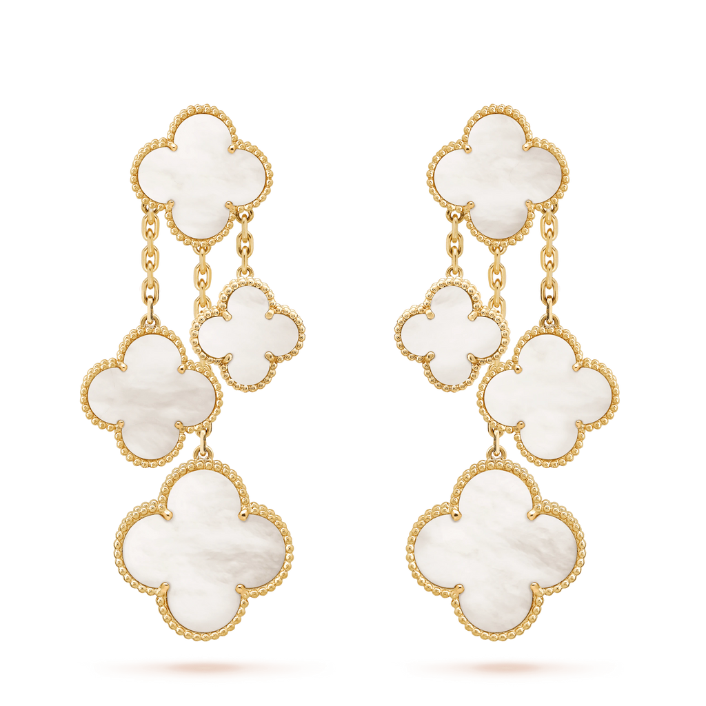 ¡®Jewelicorn¡¯CLOVER EARRINGS WHITE MOP 4 MOTIFS GOLD