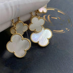 ¡®Jewelicorn¡¯CLOVER EARRINGS WHITE MOP 4 MOTIFS GOLD