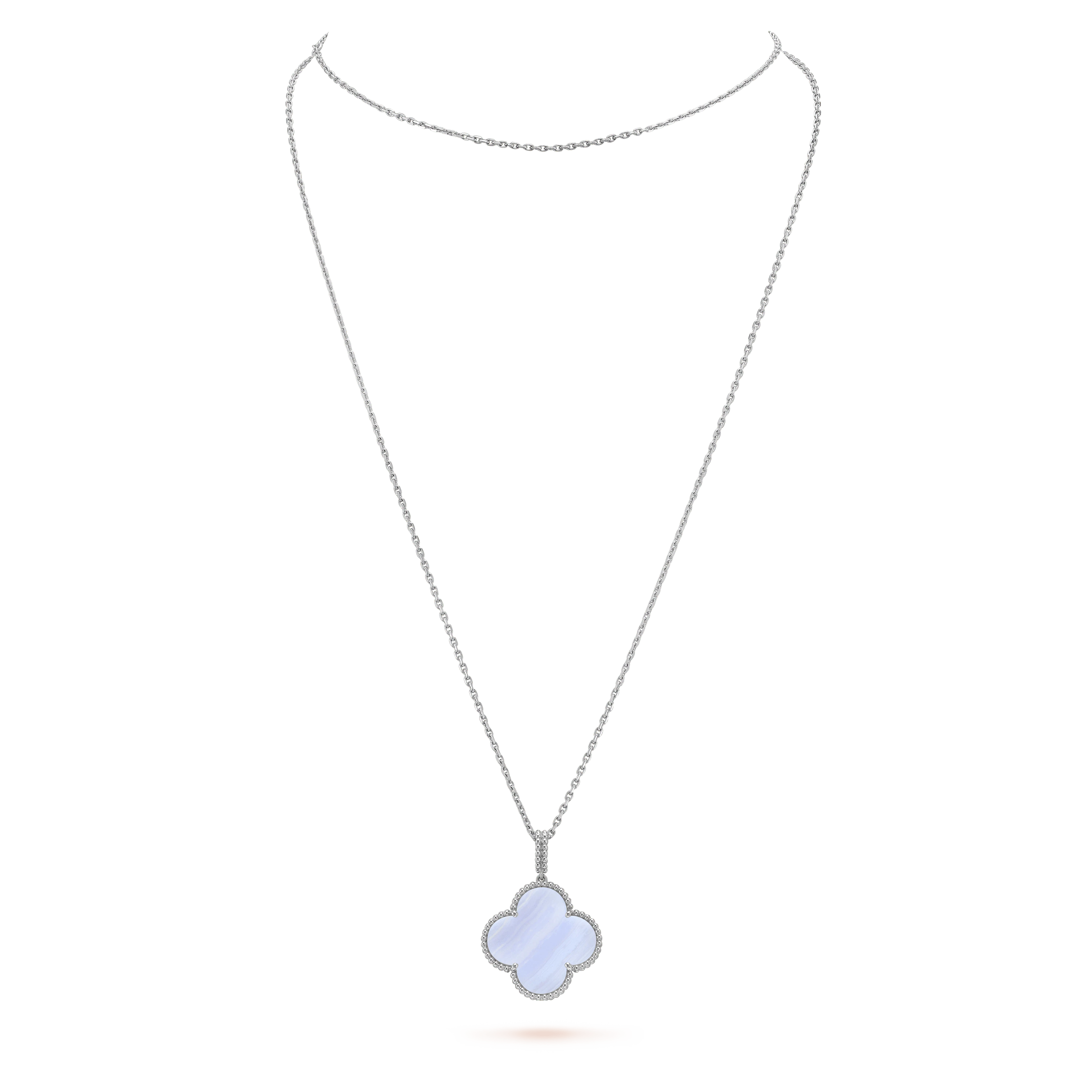 ¡®Jewelicorn¡¯CLOVER SILVER CHALCEDONY BIG CLOVER NECKLACE