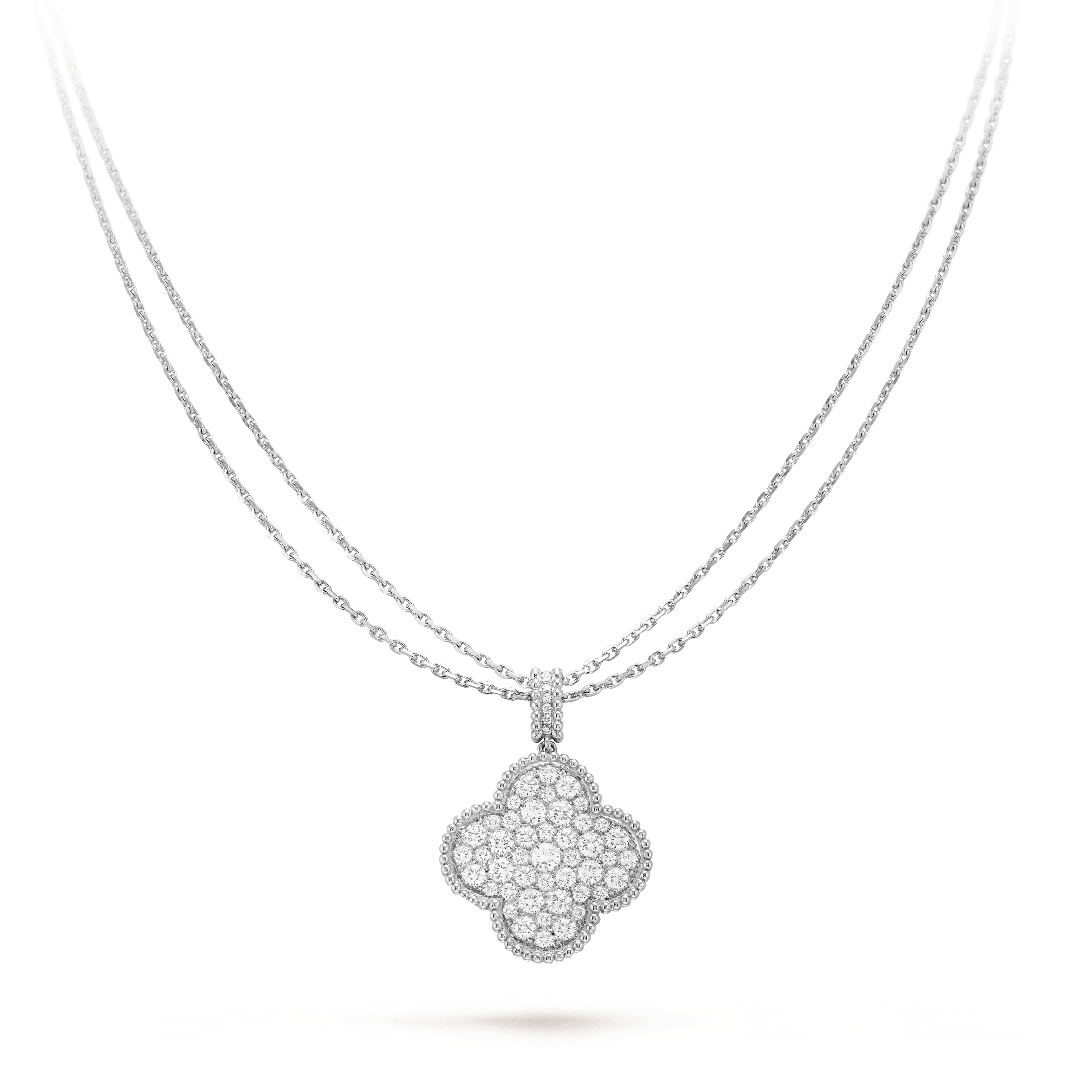 ¡®Jewelicorn¡¯CLOVER 25MM SILVER FULL DIAMOND BIG CLOVER NECKLACE