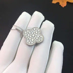¡®Jewelicorn¡¯CLOVER 25MM SILVER FULL DIAMOND BIG CLOVER NECKLACE