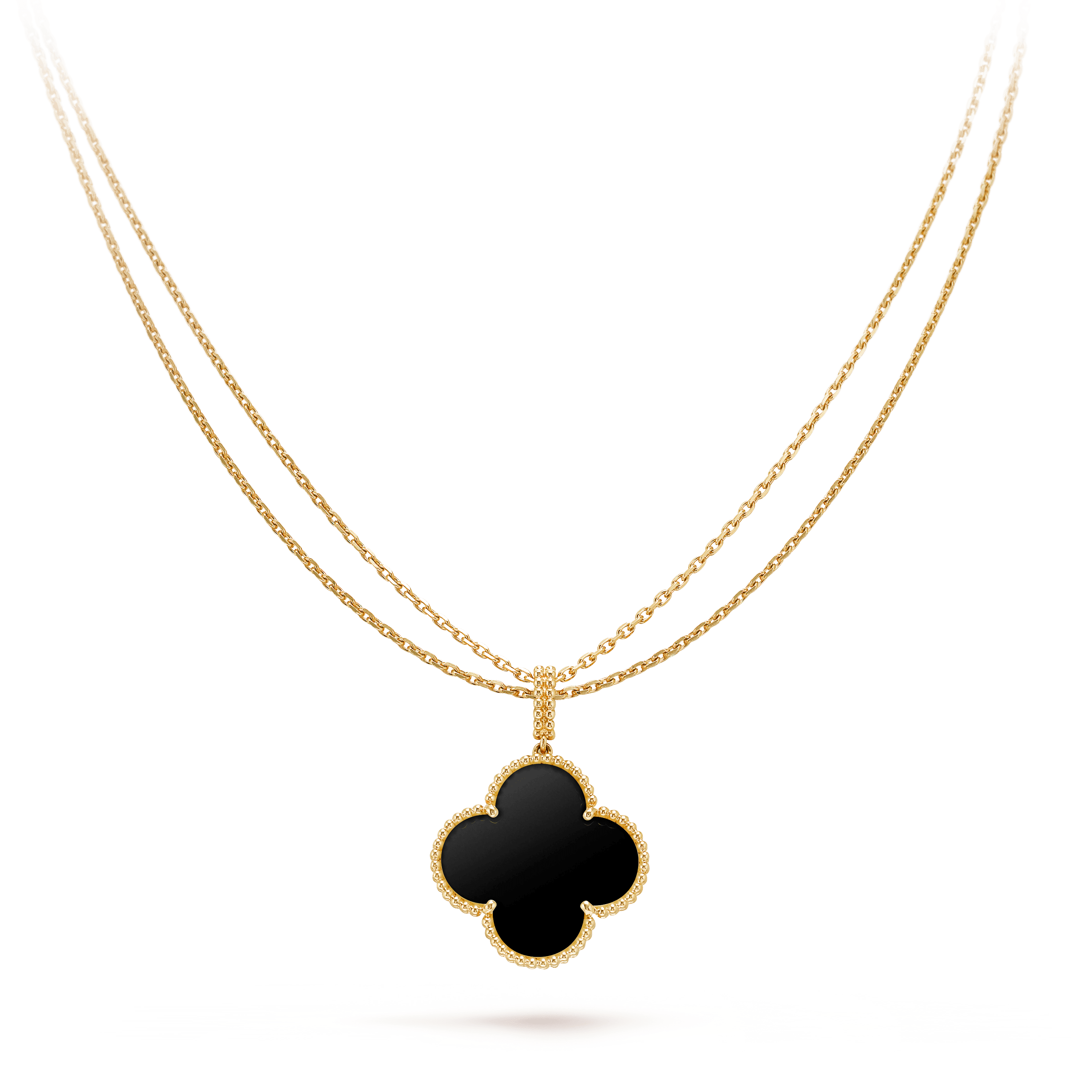 ¡®Jewelicorn¡¯CLOVER 25MM GOLD ONYX BIG CLOVER NECKLACE