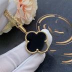 ¡®Jewelicorn¡¯CLOVER 25MM GOLD ONYX BIG CLOVER NECKLACE