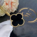 ¡®Jewelicorn¡¯CLOVER 25MM GOLD ONYX BIG CLOVER NECKLACE