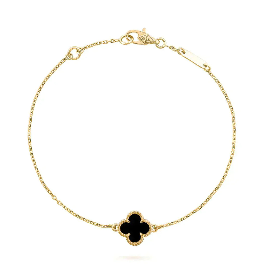 ¡®Jewelicorn¡¯CLOVER ONYX SINGLE FLOWER BRACELET