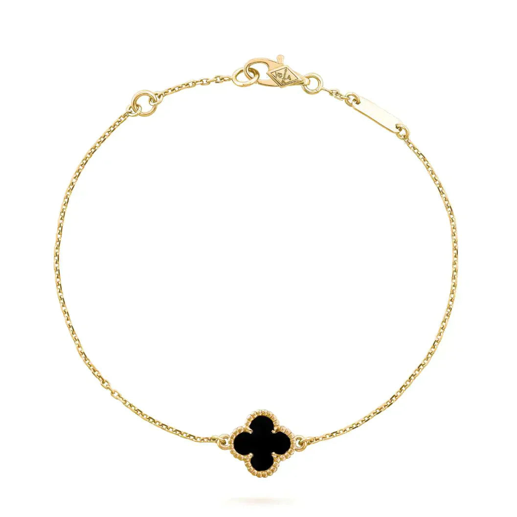 ¡®Jewelicorn¡¯CLOVER ONYX SINGLE FLOWER BRACELET