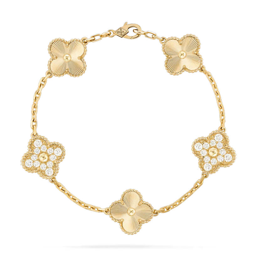 ¡®Jewelicorn¡¯CLOVER BRACELET 5 MOTIFS GOLD DIAMOND