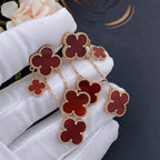 ¡®Jewelicorn¡¯CLOVER EARRINGS CARNELIAN 4 MOTIFS PINK GOLD