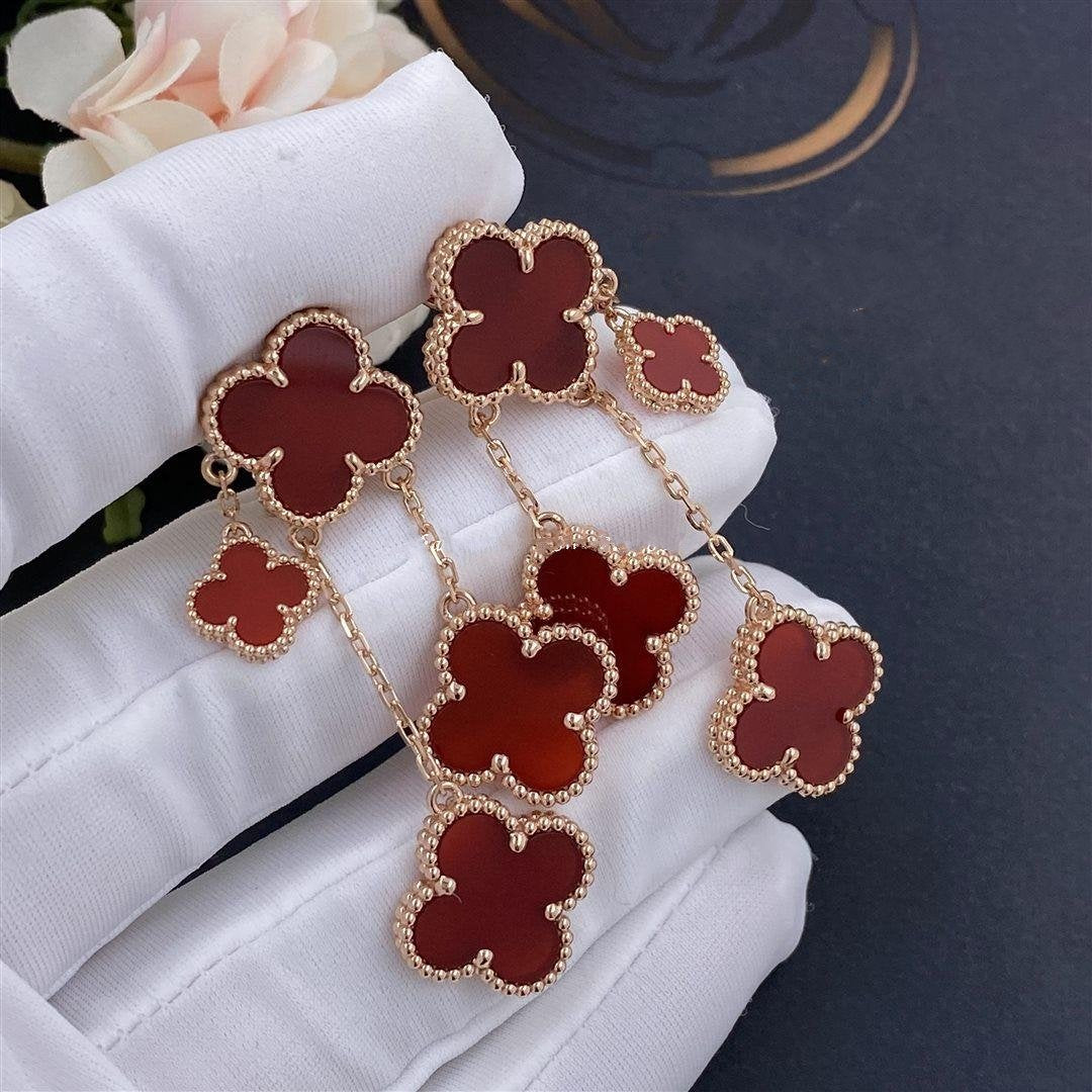 ¡®Jewelicorn¡¯CLOVER EARRINGS CARNELIAN 4 MOTIFS PINK GOLD