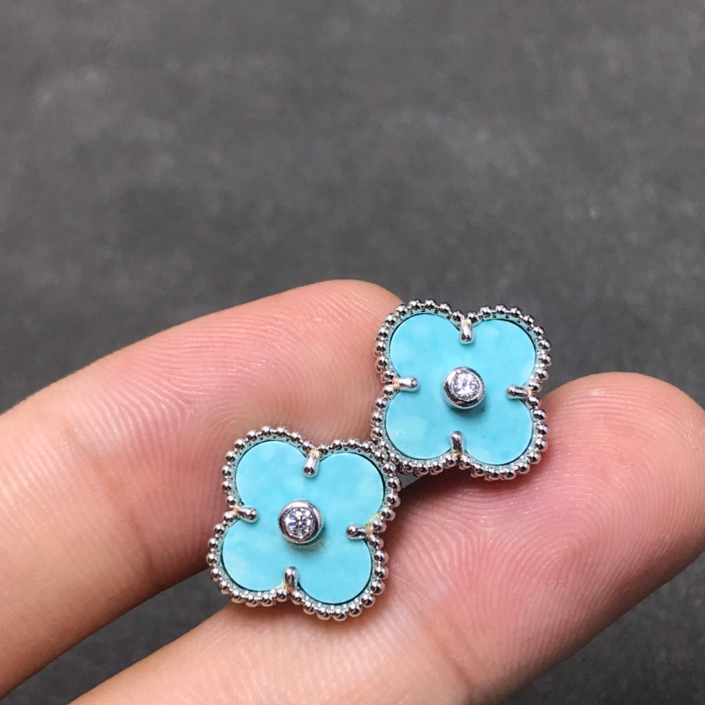 ¡®Jewelicorn¡¯CLOVER 1 DIAMOND BLUE SKY SILVER EARRINGS