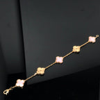¡®Jewelicorn¡¯CLOVER BRACELET 5 MOTIF PINK AND PINK GOLD