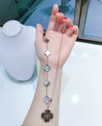¡®Jewelicorn¡¯COMBINED BRACELET 5 MOTIFS AND NECKLACE DARK MOP ROSE GOLD