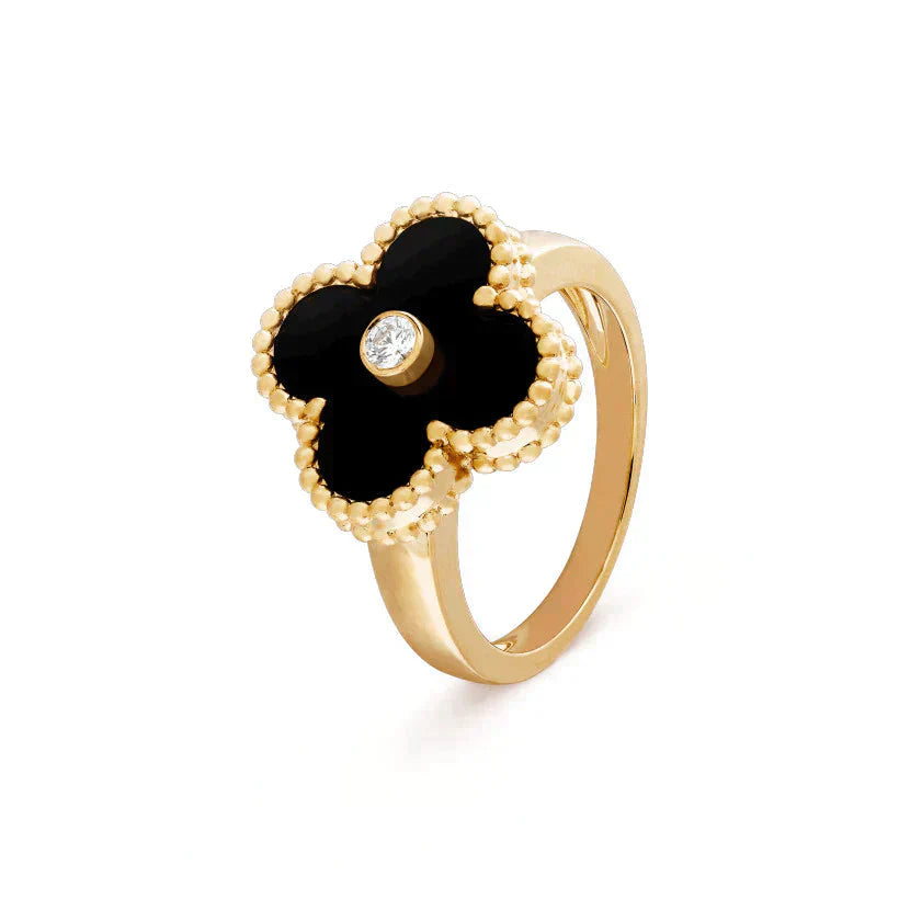 ¡®Jewelicorn¡¯CLOVER ONYX RING GOLD DIAMOND